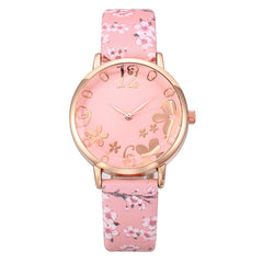 Girl Luxury Watch Women New Fashion Embossed Flowers Small Fresh Printed Belt Dial Watch Female Student Quartz Watch relogio *A