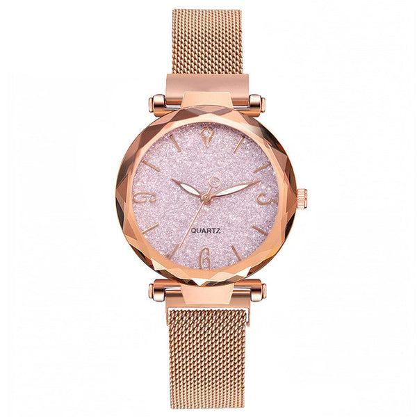 2019 Hot Sale Women Watches Fashion Luxury Magnetic Buckle Stainless Steel Strap Refractive surface Luminous Dial Quartz Watch