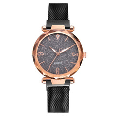 2019 Hot Sale Women Watches Fashion Luxury Magnetic Buckle Stainless Steel Strap Refractive surface Luminous Dial Quartz Watch