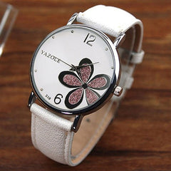 Womens Watches Flower Fashion Leather Analog Quartz Vogue Wrist Watch Leather Strap Clock Couple Watches Relogio